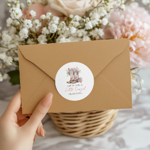 Sticker Rond Bottes de cowgirl florales roses et douche de baie