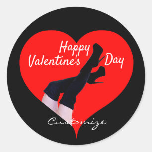 Sticker Rond Bottes de haute cuisse du coeur rouge Valentine Th