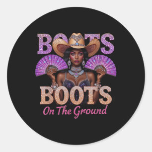 Sticker Rond Bottes De Lignée Occidentale De La Femme Sur Le Te