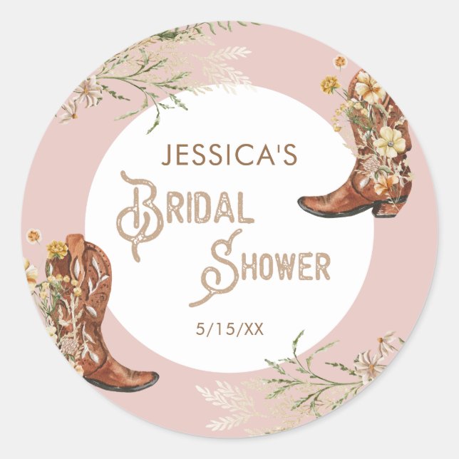 Sticker Rond Bottes de mariage florales aquarelles de campagne  (Devant)