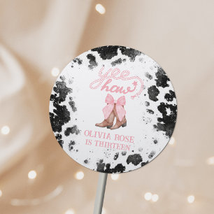 Sticker Rond Bottes de poule rose et de poule Coquette Annivers