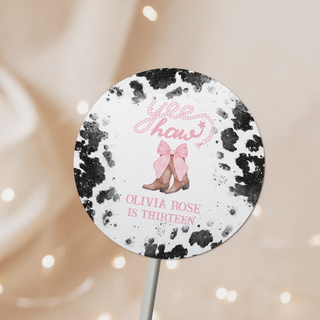 Sticker Rond Bottes de poule rose et de poule Coquette Annivers (Créateur téléchargé)