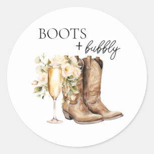 Sticker Rond Bottes Élégantes et Réception de Mariage Pétillant