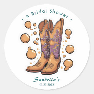 Sticker Rond Bottes et bulles de savon Western dessinés à la ma