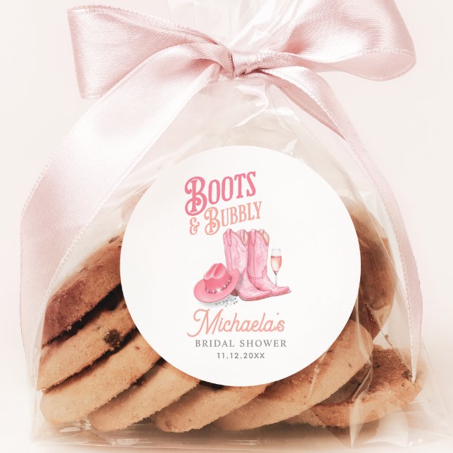 Sticker Rond Bottes et bulles Fête de mariage western cowgirl r (Créateur téléchargé)