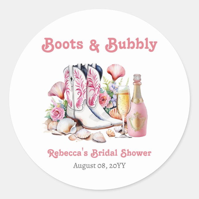 Sticker Rond Bottes et Bulles Fête de Mariée Cow-Girl du Littor (Devant)