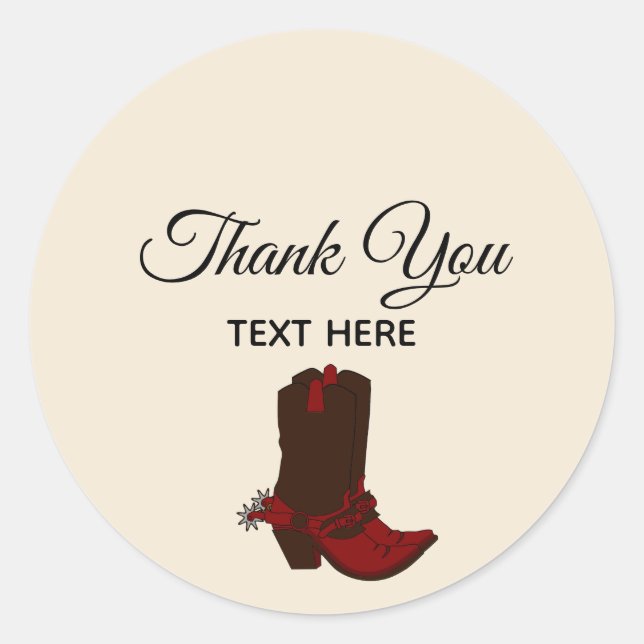 Sticker Rond Bottes et calligraphie sur le Merci beige (Devant)