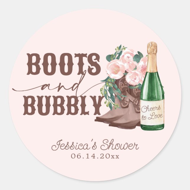Sticker Rond Bottes et Champagne Floral Mariage (Devant)