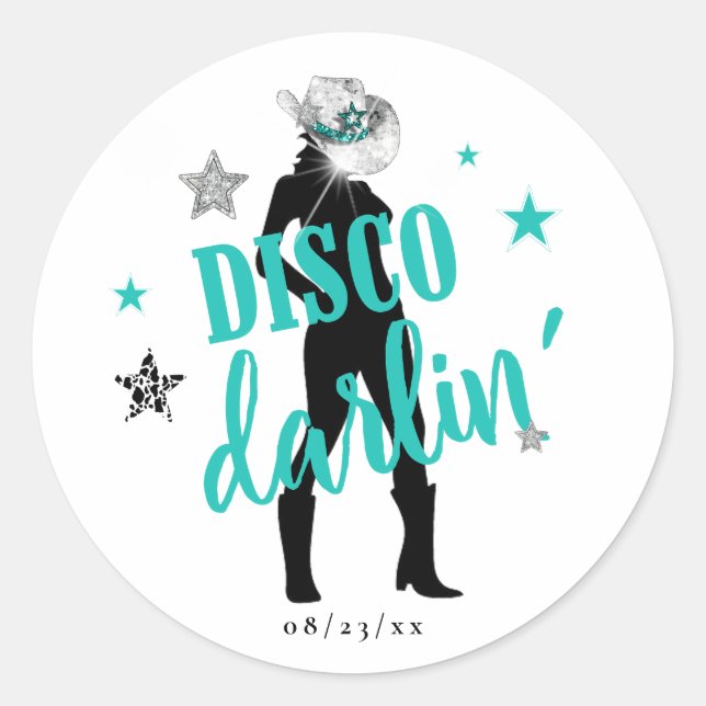 Sticker Rond Bottes 'n Bling Disco Darlin' Turquoise ID925  (Devant)