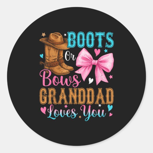 Sticker Rond Bottes Ou Bows Grand-père Vous Aime Genre Révéler  (Devant)