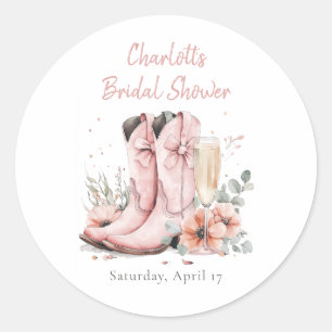 Sticker Rond Bottes roses et coupe de champagne pétillant pour 