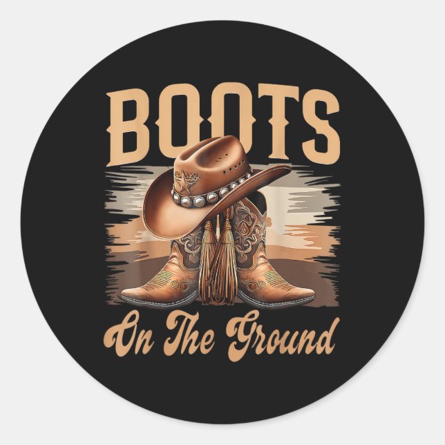 Sticker Rond Bottes Sur Le Sol Black Cowgirl Melanin Femmes (Devant)