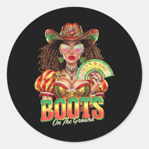 Sticker Rond Bottes Sur Le Sol JunetDix Black Cowgirl Weste