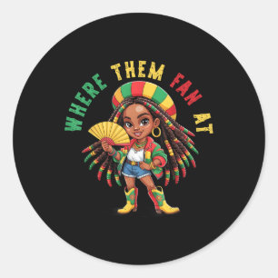 Sticker Rond Bottes Sur Le Terrain Black Girl Cowgirl Où Ils