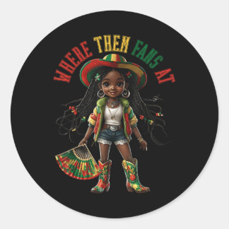 Sticker Rond Bottes Sur Le Terrain Black Girl Cowgirl Où Ils