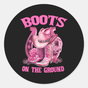 Sticker Rond Bottes sur le terrain country western cowboy cowgi