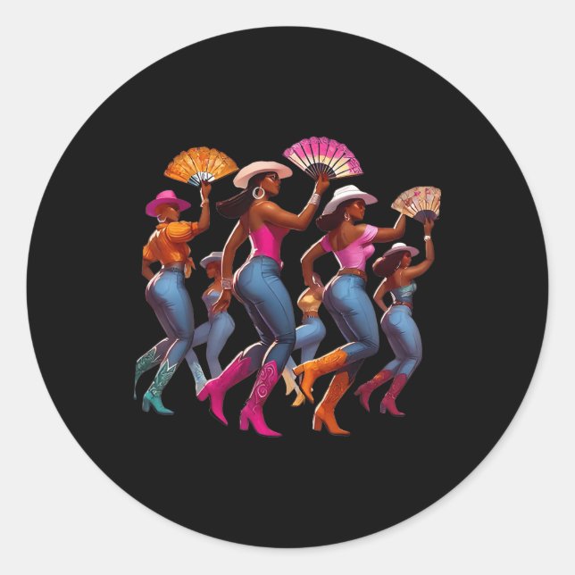 Sticker Rond Bottes Sur Le Terrain, Danser La Femme, Boot Cowbo (Devant)