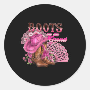 Sticker Rond Bottes Sur Le Terrain Danser Western Cowgirl Count