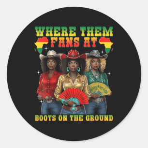 Sticker Rond Bottes Sur Le Terrain Junetten Cowgirl Où Ils