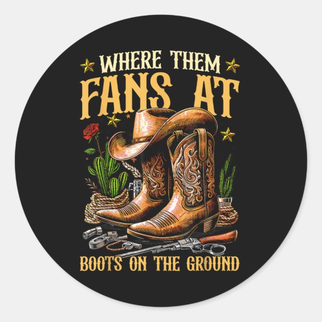 Sticker Rond Bottes Sur Le Terrain Où Ils Vont À (Devant)