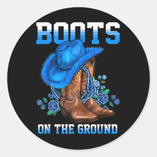 Sticker Rond Bottes Sur Le Terrain Pays Western Cowboy Cowgirl