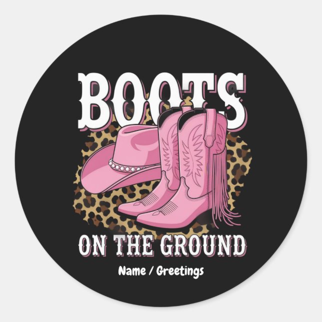 Sticker Rond Bottes sur le terrain Western Cowgirl Linedance (Devant)