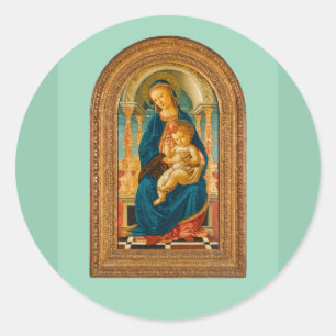 Sticker Rond Botticelli (1445-1510) Madonna & Child Enthroned