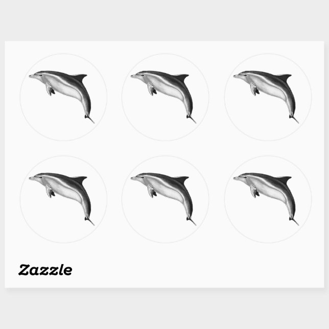 STICKER ROND BOTTLENOSE DOLPHIN (Feuille)