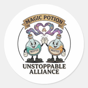Sticker Rond Botto Marque Alliance Imparable Rétro Magie Potio