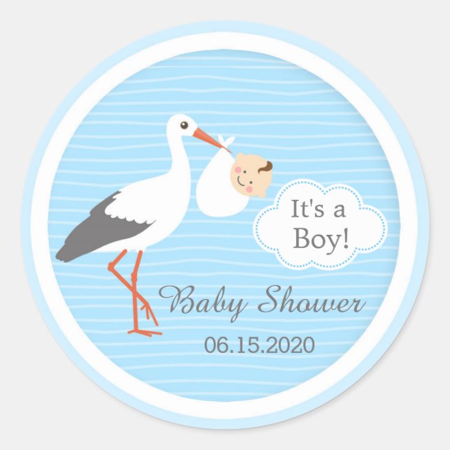 Sticker Rond Bouche portant mignon bébé garçon Baby shower Stic (Devant)