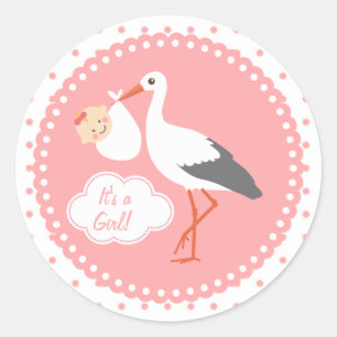 Sticker Rond Bouche portant mignonne bébé fille Baby shower Sti