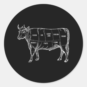Sticker Rond Boucher Boucher Vache Barbecue Viande Lover Cadeau