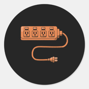 Sticker Rond Bouchon Et Couples De Prise Électrique Hallowee