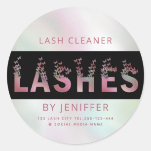 Sticker Rond Boucles de papillons holographiques de luxe