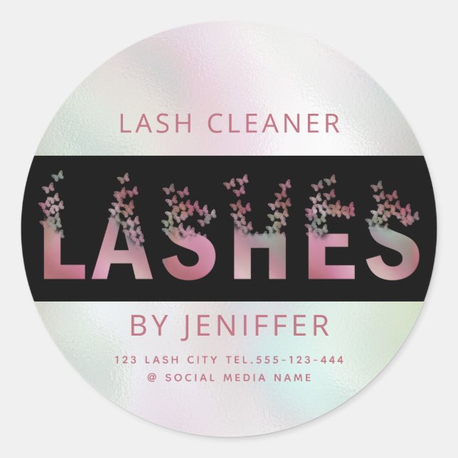 Sticker Rond Boucles de papillons holographiques de luxe (Devant)