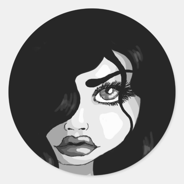 Sticker Rond Boucles sombres (Devant)