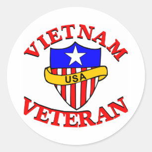 Sticker Rond Bouclier blanc de vétéran du Vietnam