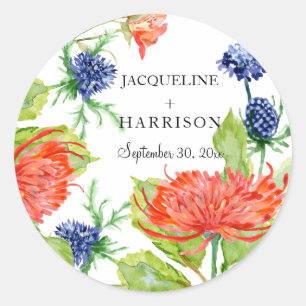 Sticker Rond Bouclier d'aquarelle florale Chrysanthème
