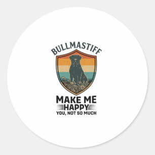 Sticker Rond Bouclier de Bullmastiff qui me rend heureux Rétro