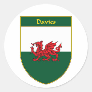Sticker Rond Bouclier de drapeau de Davies Gallois