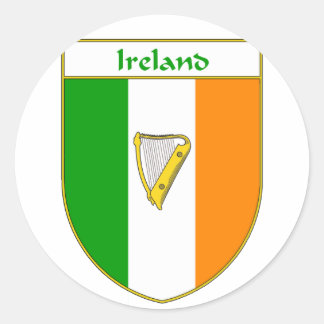 Sticker Rond Bouclier du drapeau irlandais de la harpe d'Irland