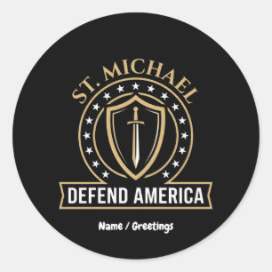Sticker Rond Bouclier tactique Saint Michel défend l'Amérique E