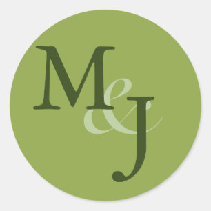 Sticker Rond Boucliers d'enveloppes monogrammes verts