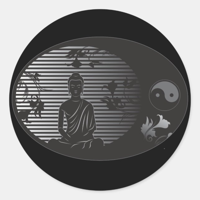 Sticker Rond Bouddha à Oval (Devant)