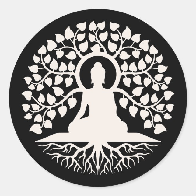 Sticker Rond Bouddha Arbre de vie Art spirituel (Devant)