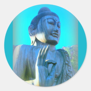 Sticker Rond Bouddha bleu