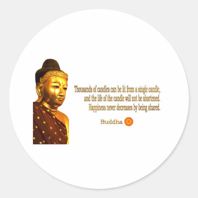 Sticker Rond Bouddha ~ Des Milliers De Bougies Peuvent Être Écl (Devant)