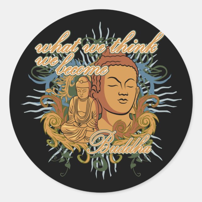Sticker Rond Bouddha Devient Citation (Devant)