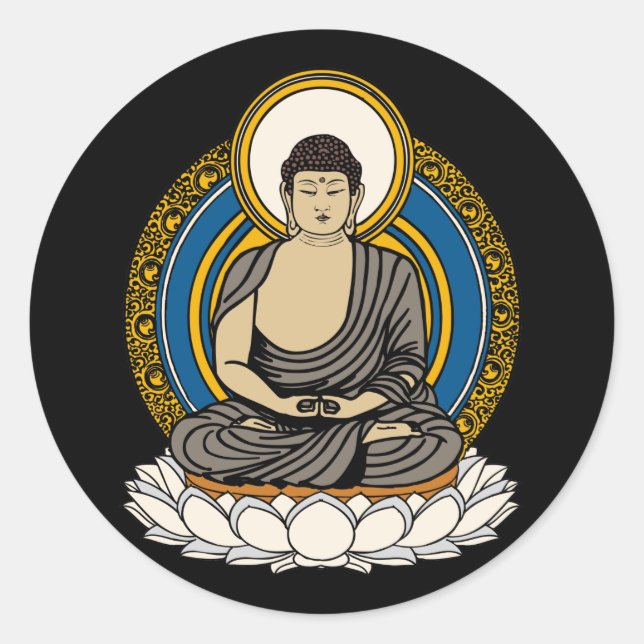 Sticker Rond Bouddha Dhyana Mudra (Devant)