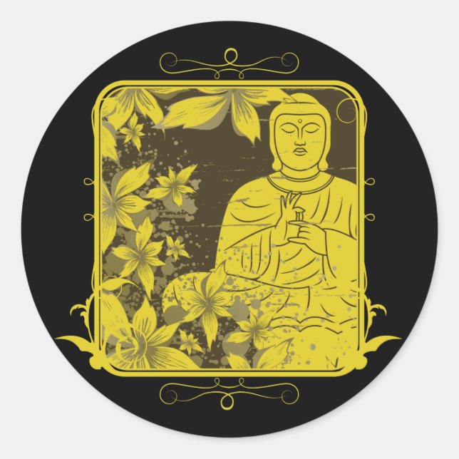 Sticker Rond Bouddha d'or (Devant)